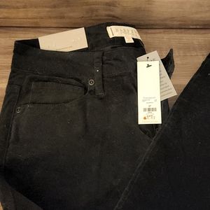 Black straight leg velvet pants